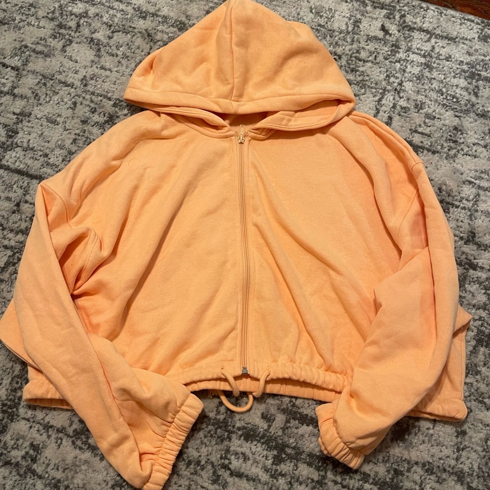Orange Cropped Zip Up